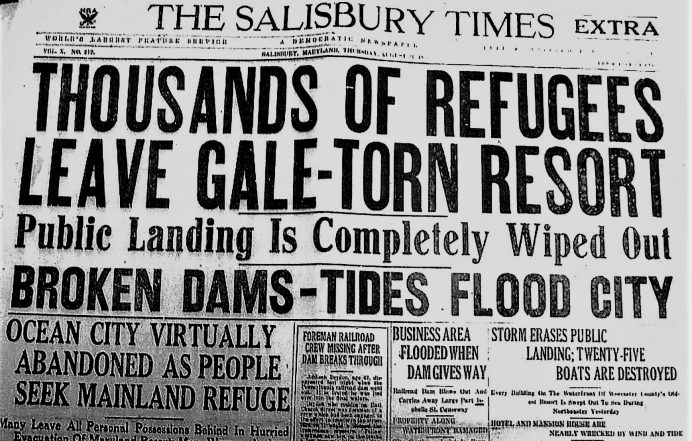 Headline of Newspaper day after storm